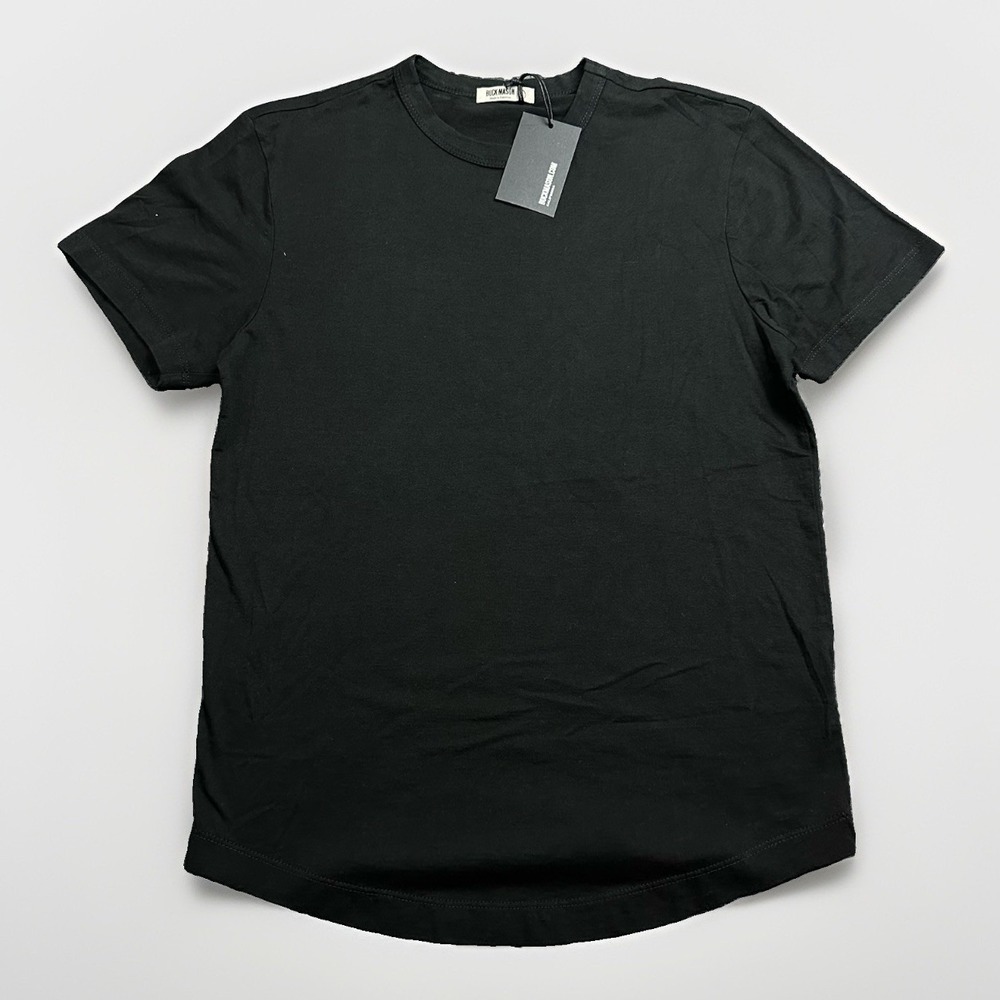 Buck Mason T Shirt Mens Small Black Pima Cotton curved Hem Tee Short Sleeve NWT